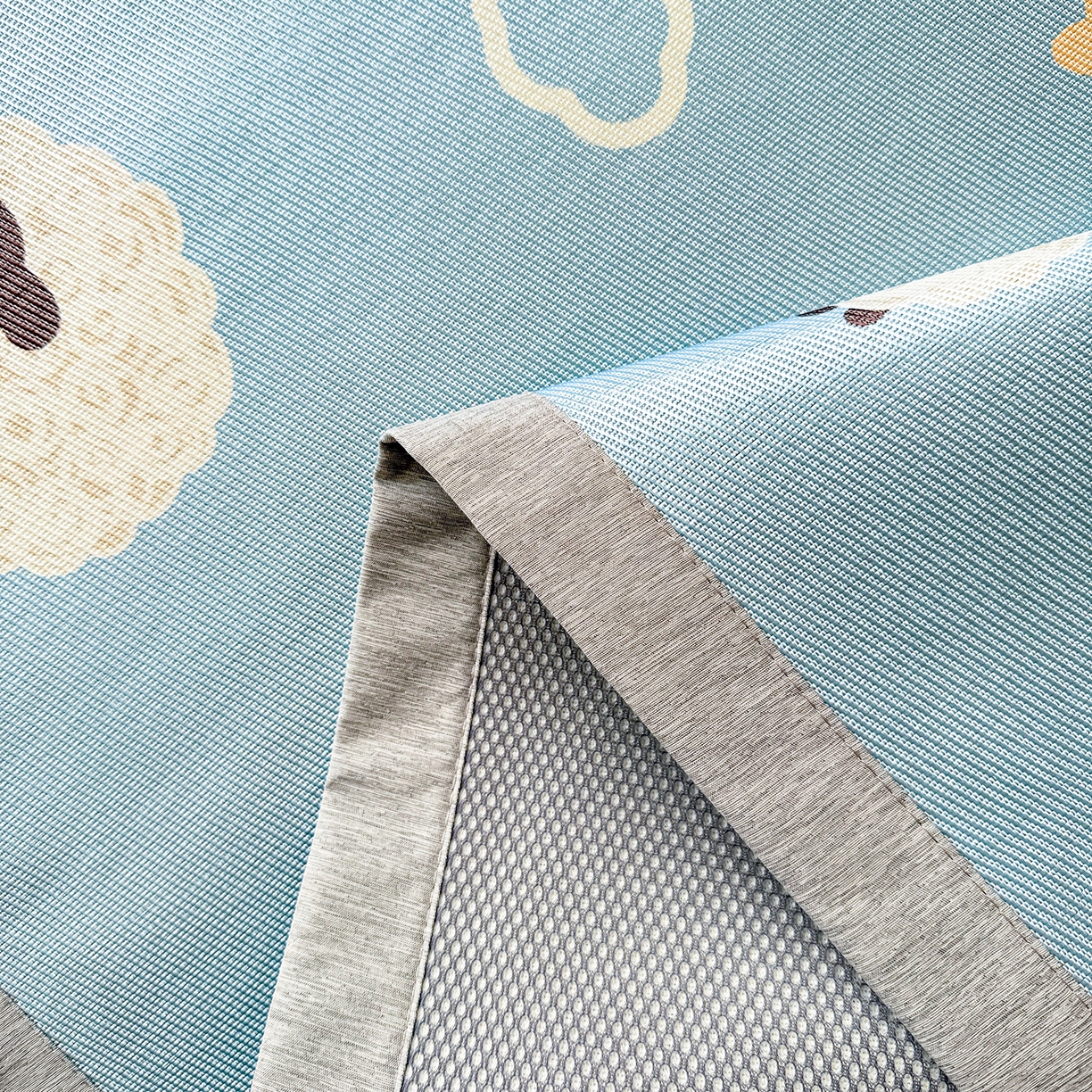 91家纺网 家纺一手货源 找家纺 懒猫家纺 2026新款250D数码印花宽边圆网冰丝凉席 小羊咩咩