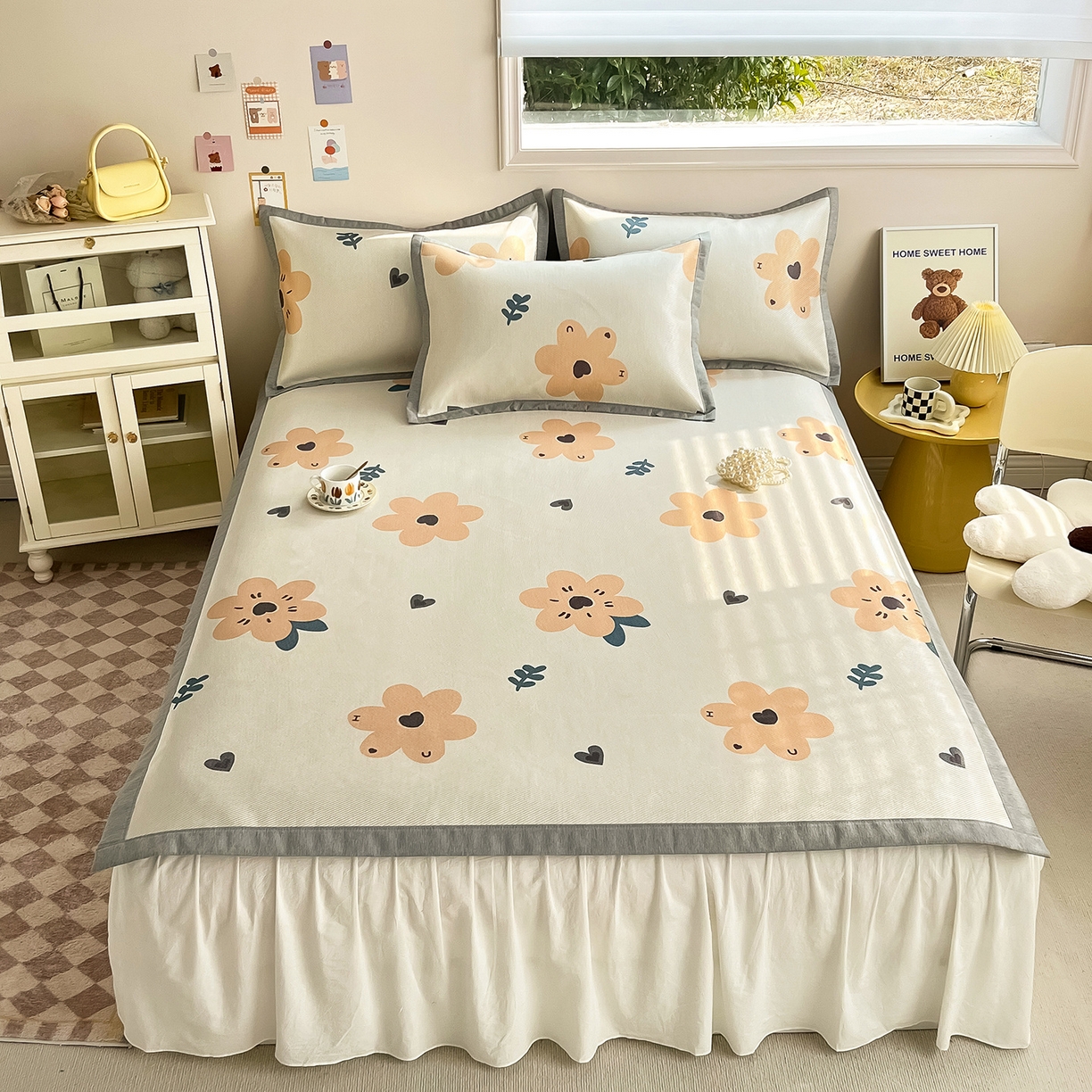 懒猫家纺 2026新款250D数码印花宽边圆网冰丝凉席 邂逅