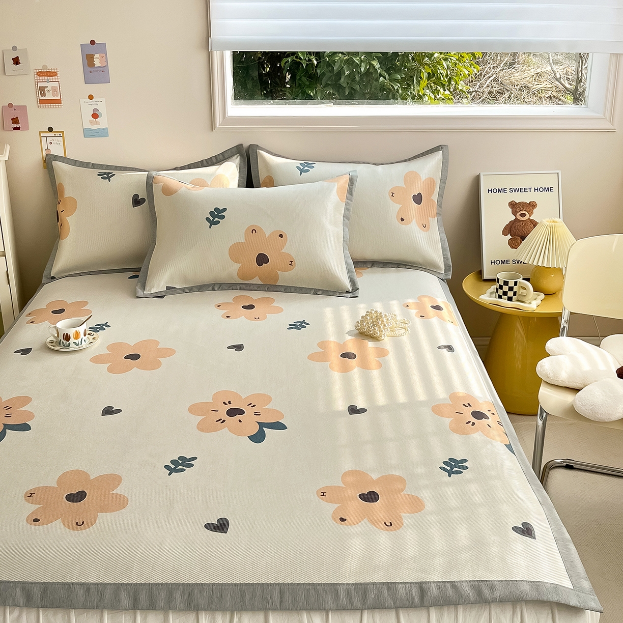 91家纺网 家纺一手货源 找家纺 懒猫家纺 2026新款250D数码印花宽边圆网冰丝凉席 邂逅