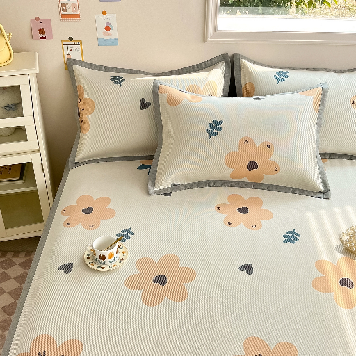 91家纺网 家纺一手货源 找家纺 懒猫家纺 2026新款250D数码印花宽边圆网冰丝凉席 邂逅