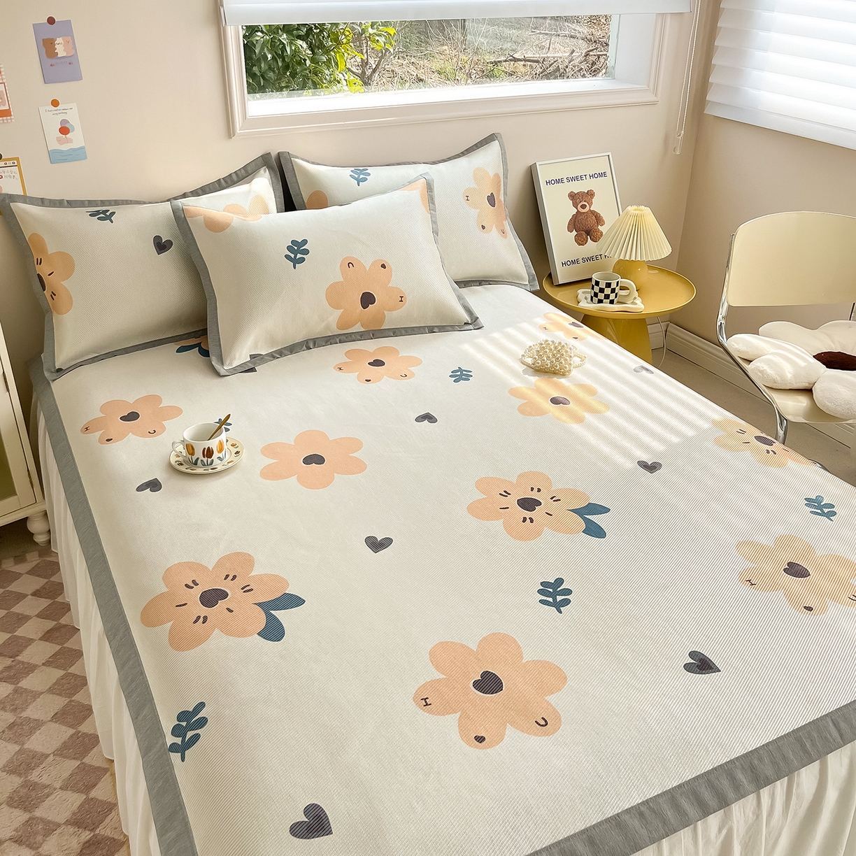 91家纺网 家纺一手货源 找家纺 懒猫家纺 2026新款250D数码印花宽边圆网冰丝凉席 邂逅