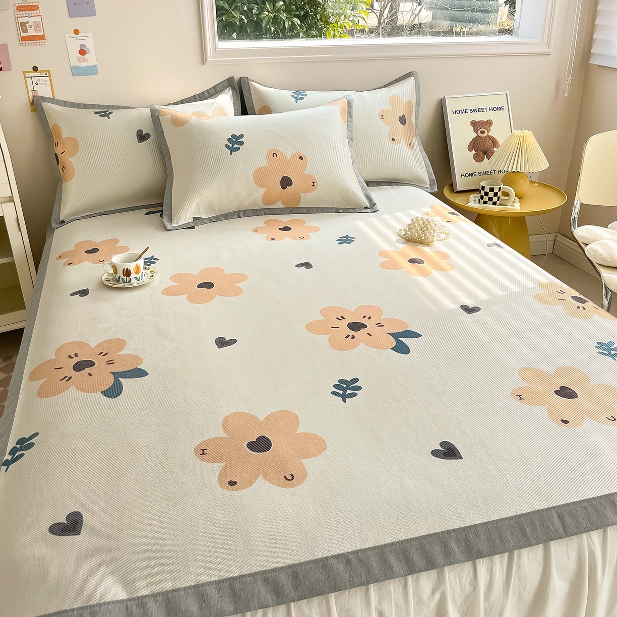 91家纺网 家纺一手货源 找家纺 懒猫家纺 2026新款250D数码印花宽边圆网冰丝凉席 邂逅