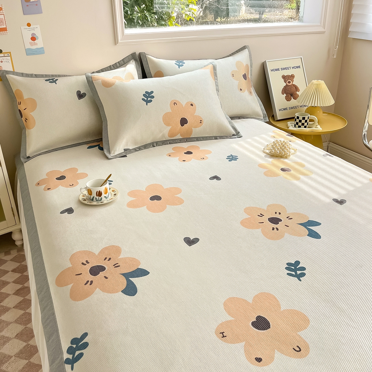 91家纺网 家纺一手货源 找家纺 懒猫家纺 2026新款250D数码印花宽边圆网冰丝凉席 邂逅