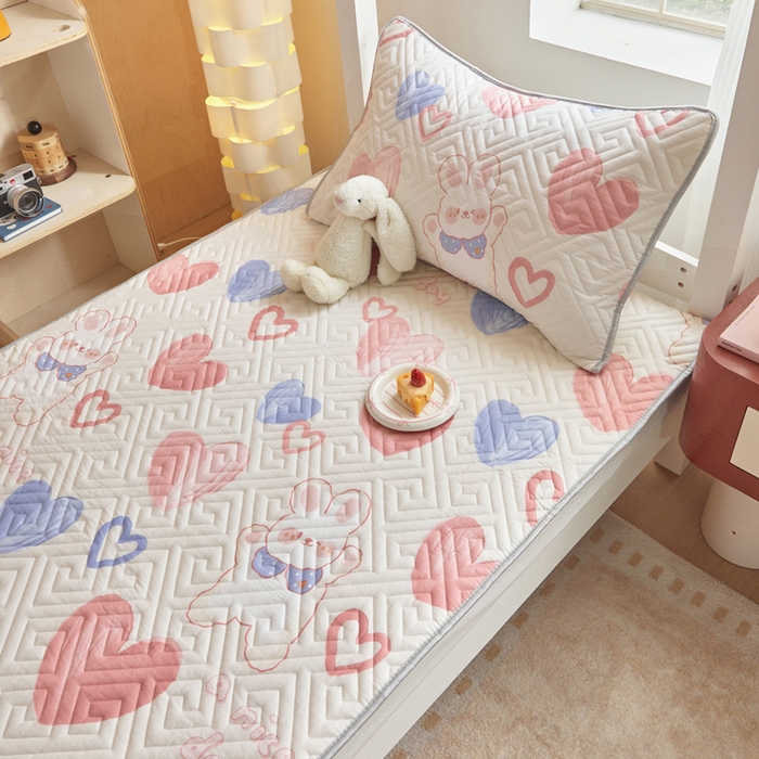 91家纺网 家纺一手货源 找家纺 舒居家纺 2026新款学生床全棉软床垫床盖 小兔可可