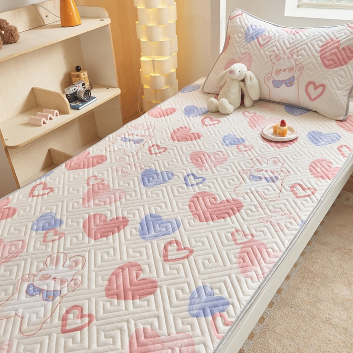 91家纺网 家纺一手货源 找家纺 舒居家纺 2026新款学生床全棉软床垫床盖 小兔可可