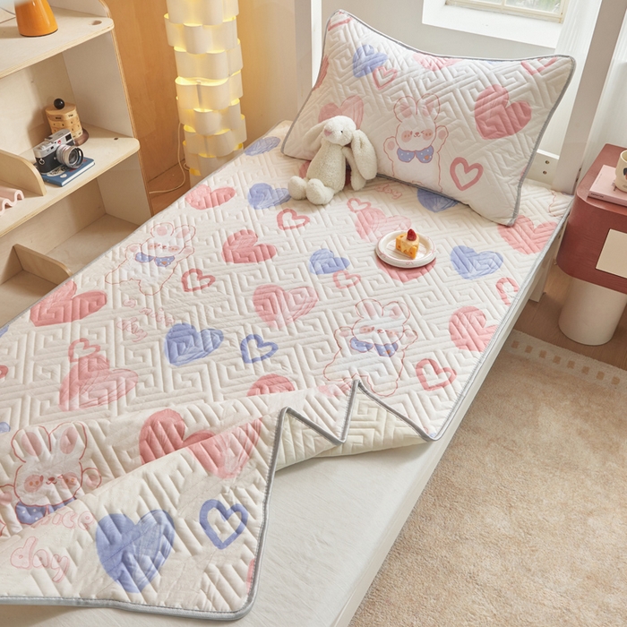 91家纺网 家纺一手货源 找家纺 舒居家纺 2026新款学生床全棉软床垫床盖 小兔可可