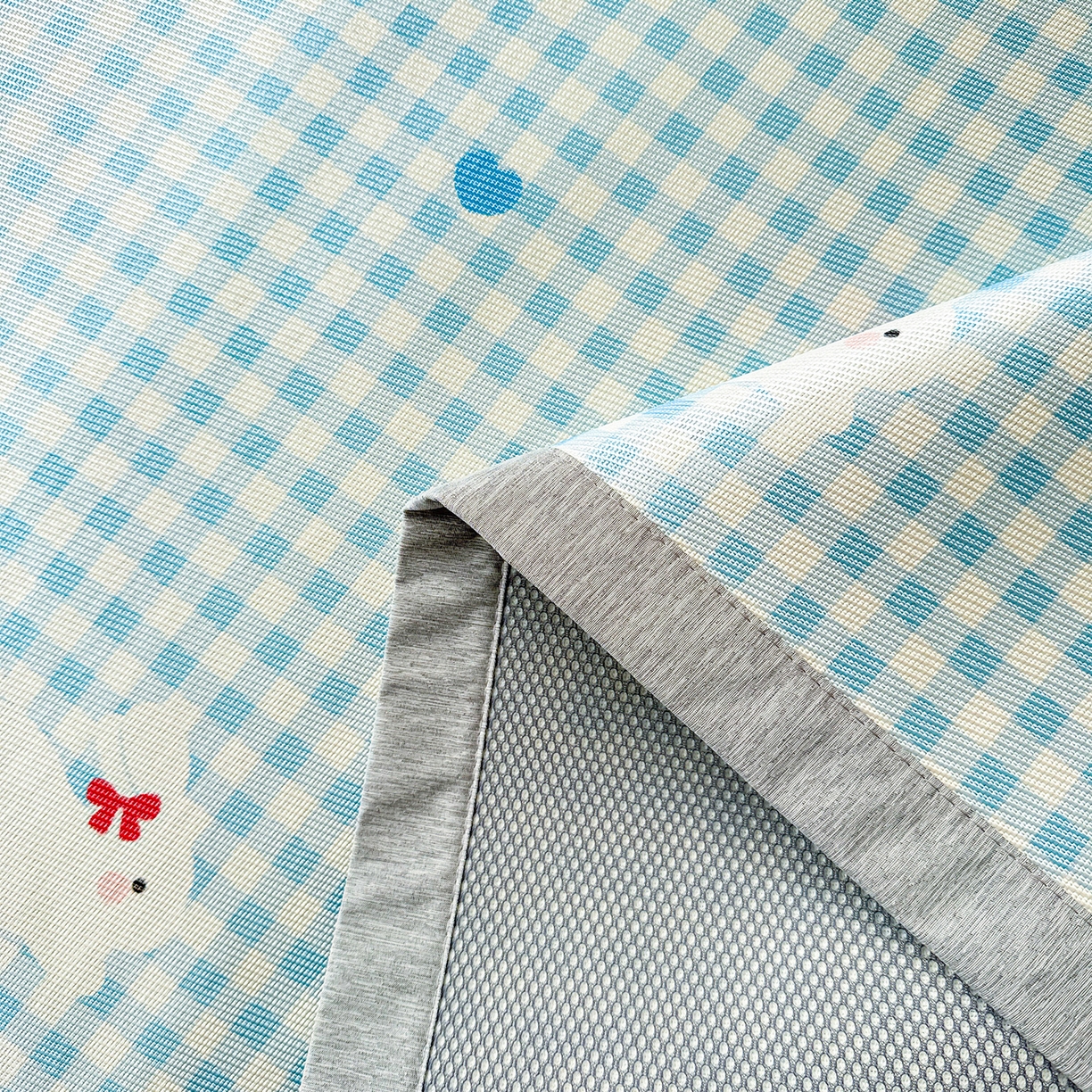 91家纺网 家纺一手货源 找家纺 懒猫家纺 2026新款250D数码印花宽边圆网冰丝凉席 心心小兔