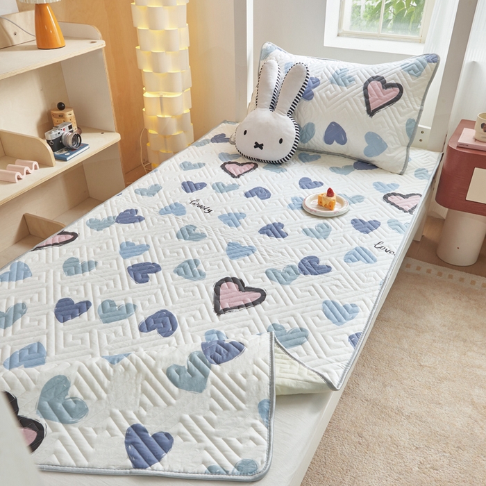 91家纺网 家纺一手货源 找家纺 舒居家纺 2026新款学生床全棉软床垫床盖 心心颜颜