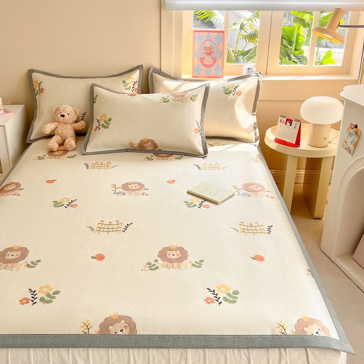 91家纺网 家纺一手货源 找家纺 懒猫家纺 2026新款250D数码印花宽边圆网冰丝凉席 辛巴