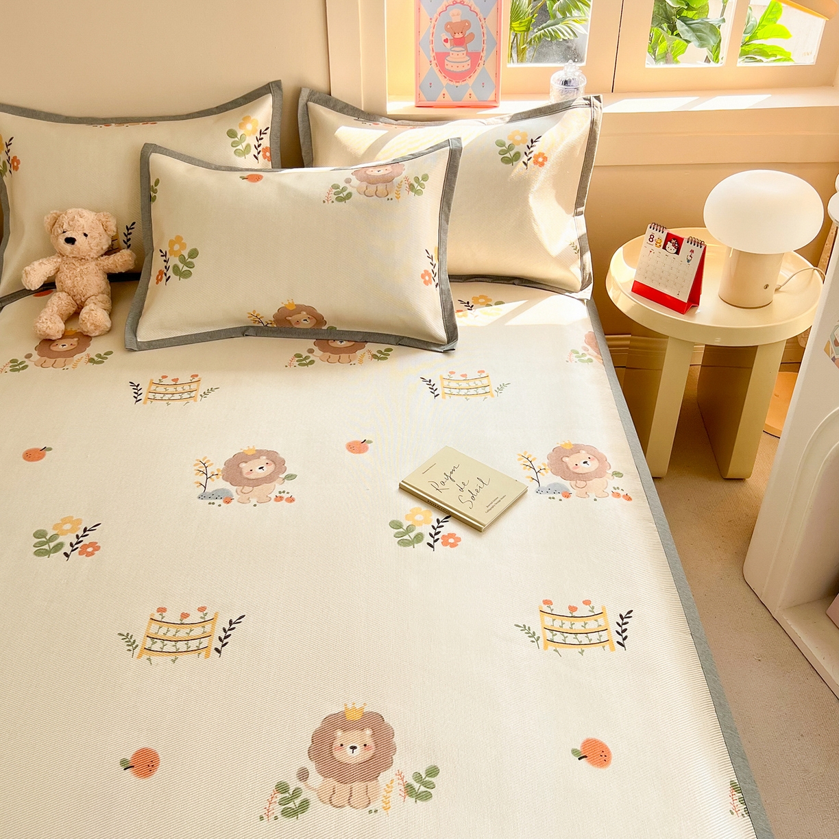 91家纺网 家纺一手货源 找家纺 懒猫家纺 2026新款250D数码印花宽边圆网冰丝凉席 辛巴