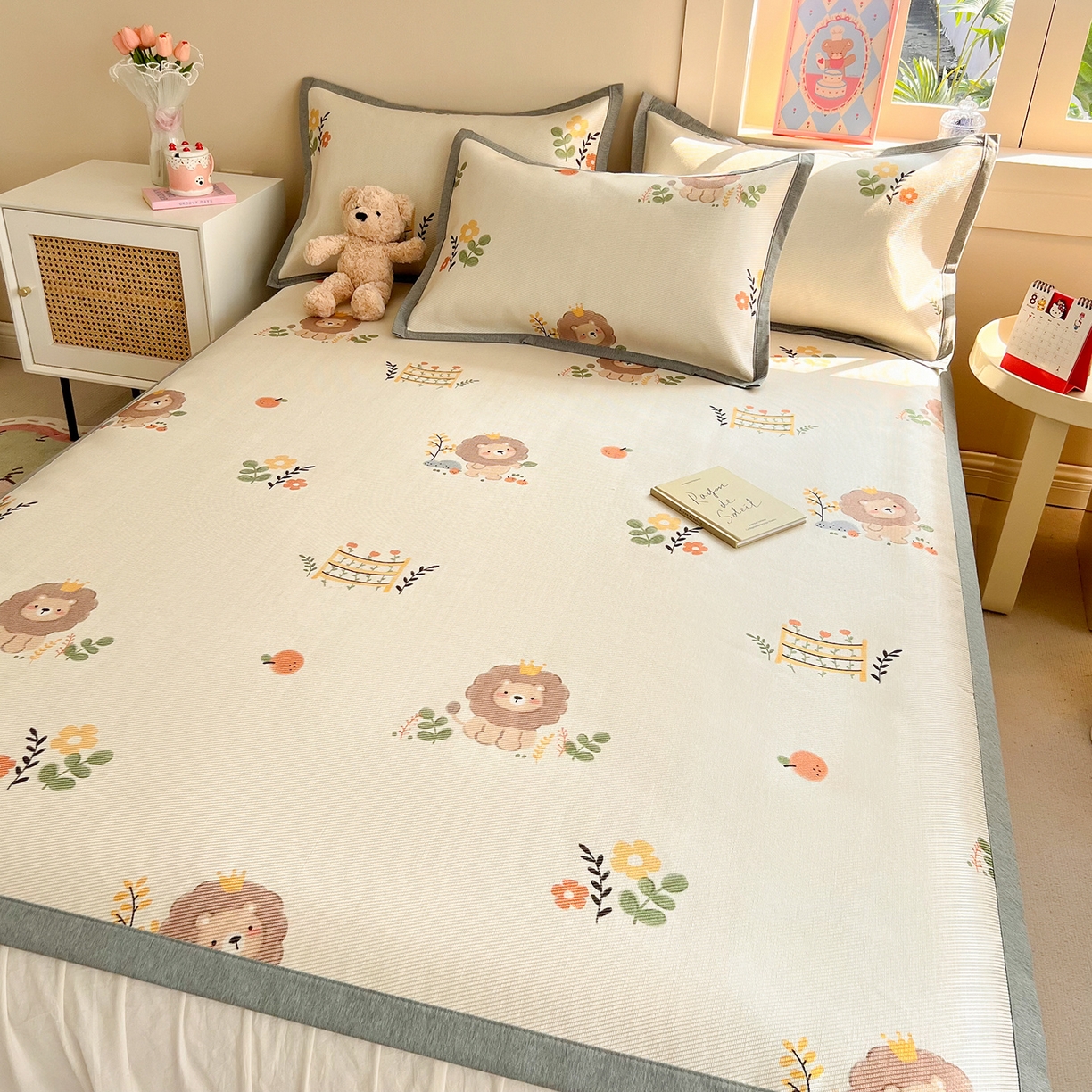 91家纺网 家纺一手货源 找家纺 懒猫家纺 2026新款250D数码印花宽边圆网冰丝凉席 辛巴