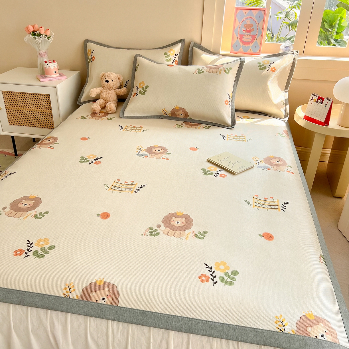 91家纺网 家纺一手货源 找家纺 懒猫家纺 2026新款250D数码印花宽边圆网冰丝凉席 辛巴