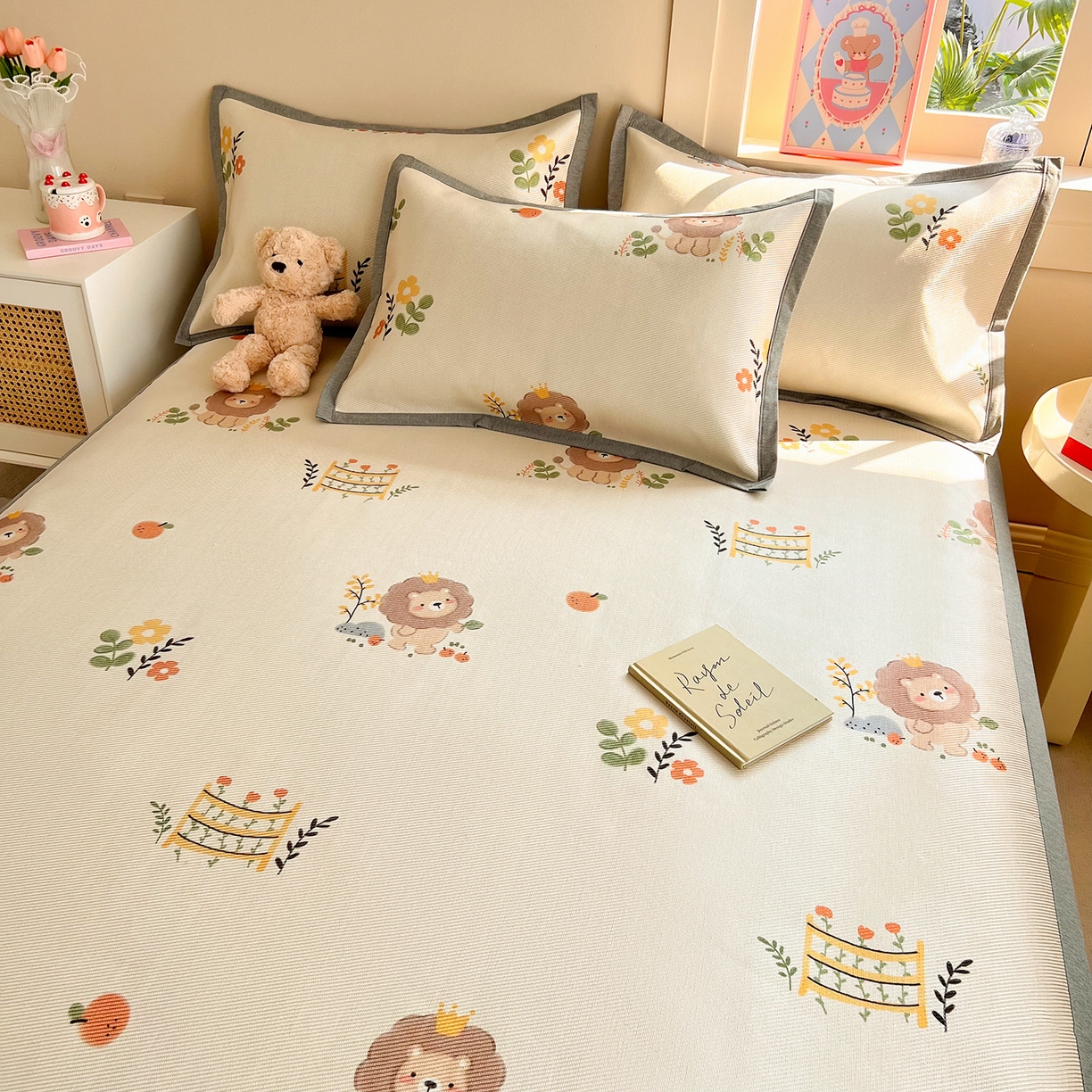 91家纺网 家纺一手货源 找家纺 懒猫家纺 2026新款250D数码印花宽边圆网冰丝凉席 辛巴