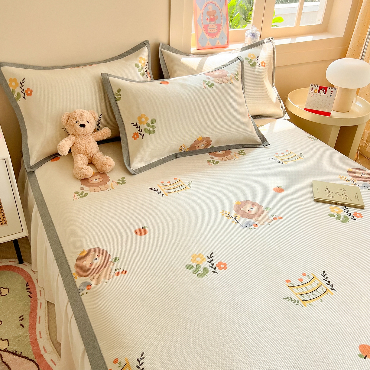 91家纺网 家纺一手货源 找家纺 懒猫家纺 2026新款250D数码印花宽边圆网冰丝凉席 辛巴