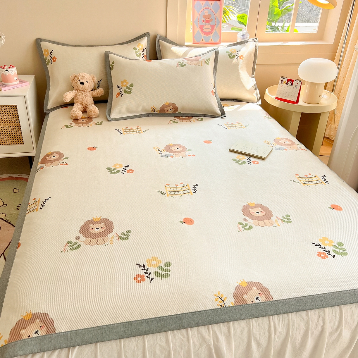 91家纺网 家纺一手货源 找家纺 懒猫家纺 2026新款250D数码印花宽边圆网冰丝凉席 辛巴