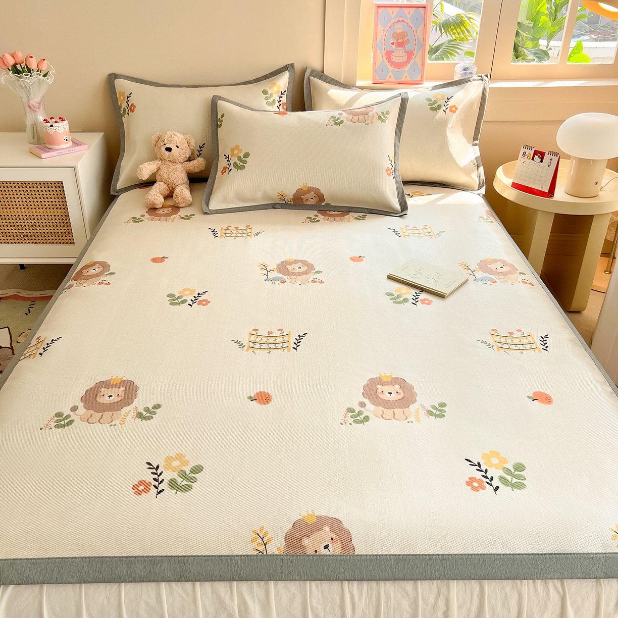 91家纺网 家纺一手货源 找家纺 懒猫家纺 2026新款250D数码印花宽边圆网冰丝凉席 辛巴