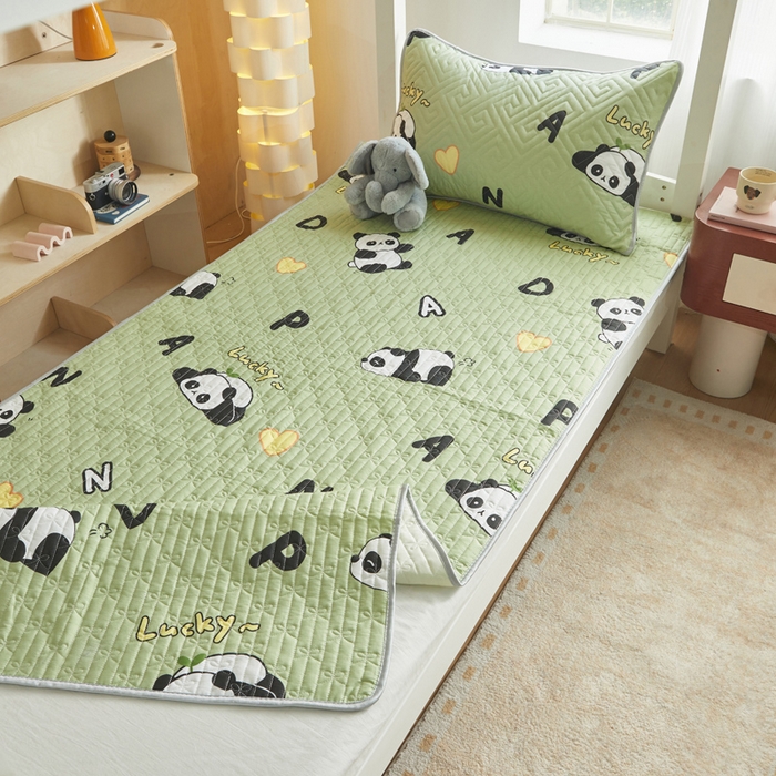 91家纺网 家纺一手货源 找家纺 舒居家纺 2026新款学生床全棉软床垫床盖 熊猫宝贝