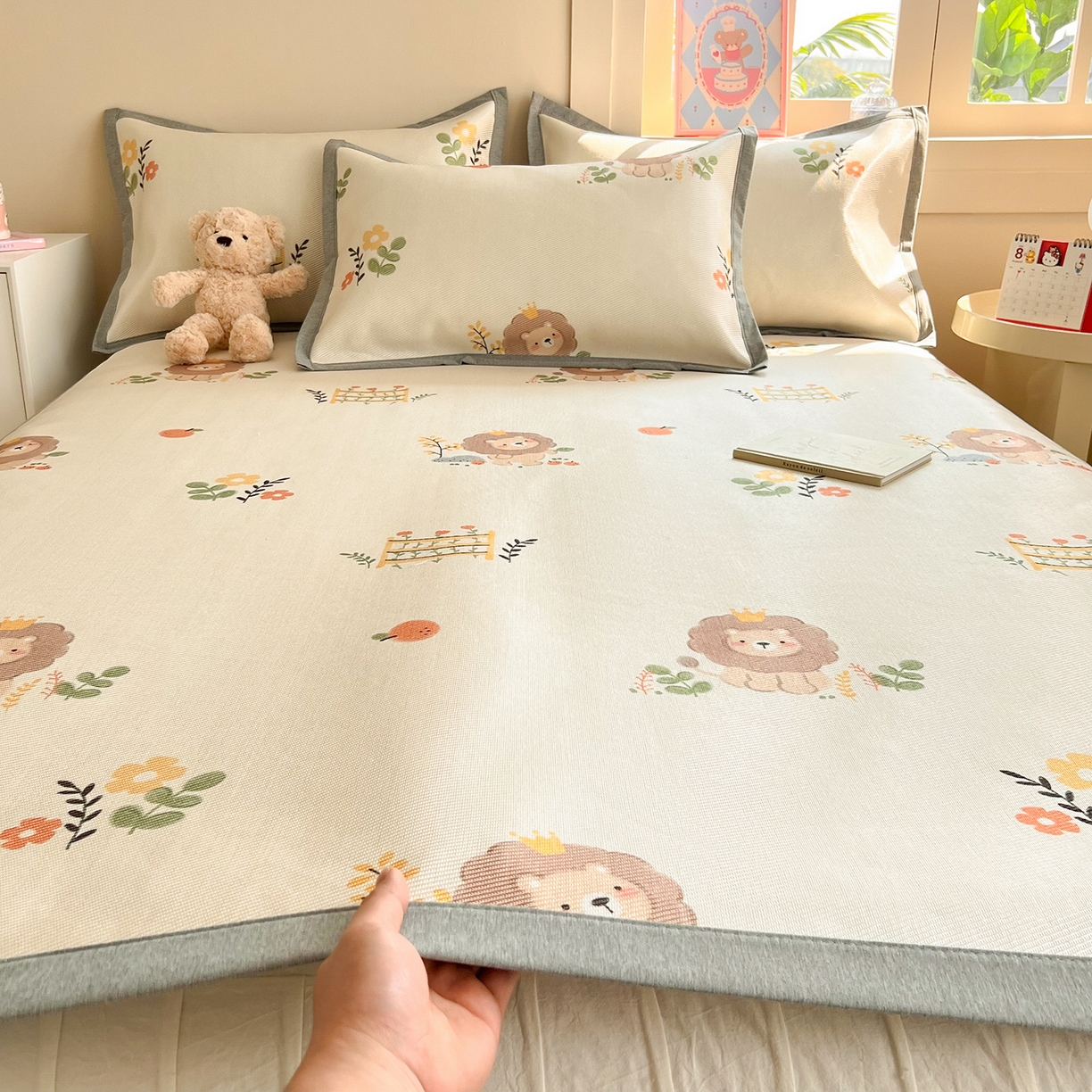 91家纺网 家纺一手货源 找家纺 懒猫家纺 2026新款250D数码印花宽边圆网冰丝凉席 辛巴