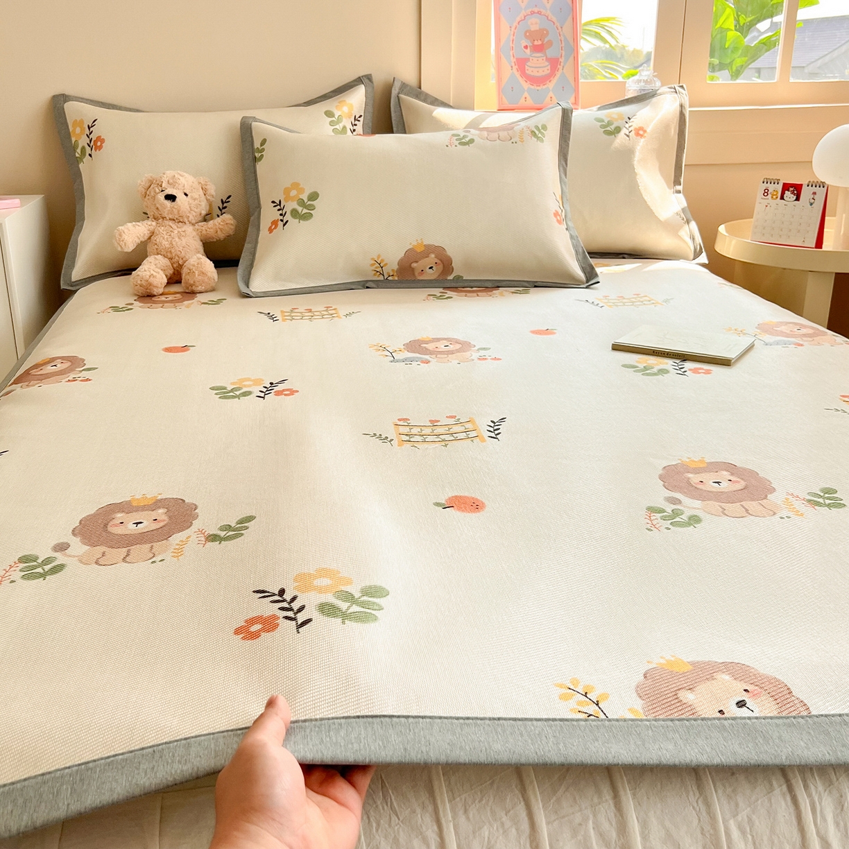 91家纺网 家纺一手货源 找家纺 懒猫家纺 2026新款250D数码印花宽边圆网冰丝凉席 辛巴