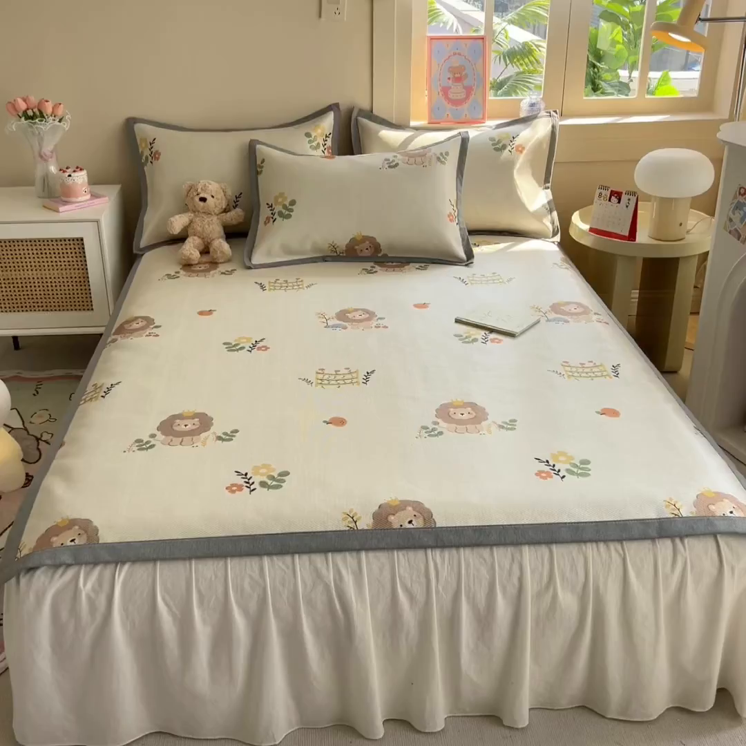 91家纺网 家纺一手货源 找家纺 懒猫家纺 2026新款250D数码印花宽边圆网冰丝凉席 辛巴