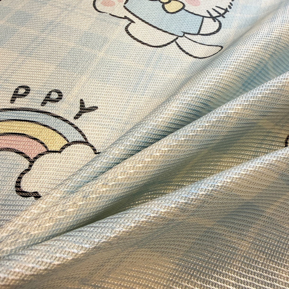 91家纺网 家纺一手货源 找家纺 懒猫家纺 2026新款250D数码印花宽边圆网冰丝凉席 星乐小喵