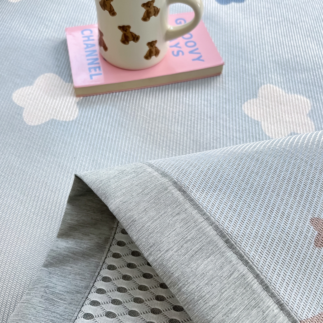 91家纺网 家纺一手货源 找家纺 懒猫家纺 2026新款250D数码印花宽边圆网冰丝凉席 星月湾