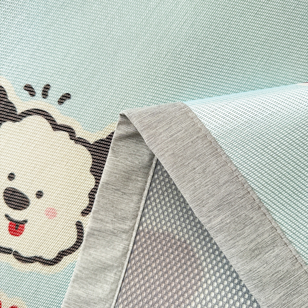 91家纺网 家纺一手货源 找家纺 懒猫家纺 2026新款250D数码印花宽边圆网冰丝凉席 星月小狗-蓝