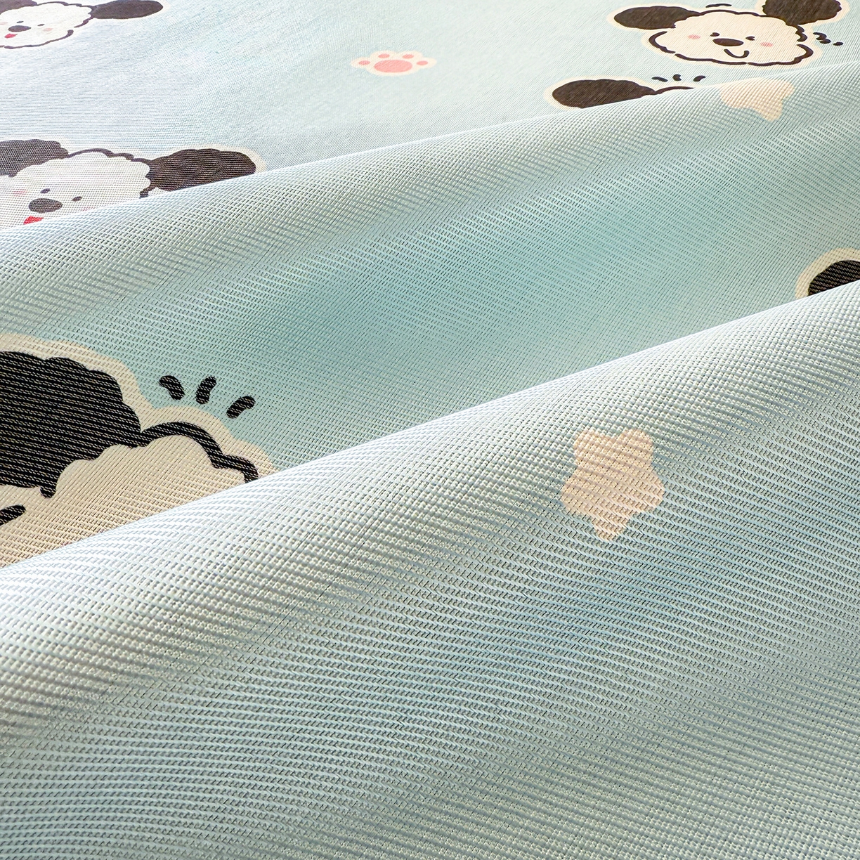 91家纺网 家纺一手货源 找家纺 懒猫家纺 2026新款250D数码印花宽边圆网冰丝凉席 星月小狗-蓝