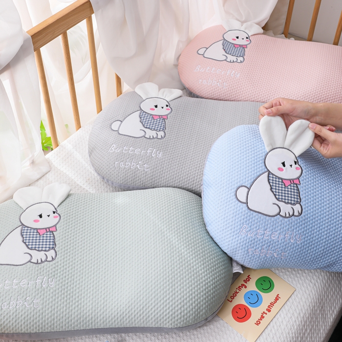 91家纺网 家纺一手货源 找家纺 （总）仁宇枕业 2026新款冰豆豆凉豆豆婴幼儿卡通长耳朵兔兔荞麦芯棉花芯乳胶枕头枕芯