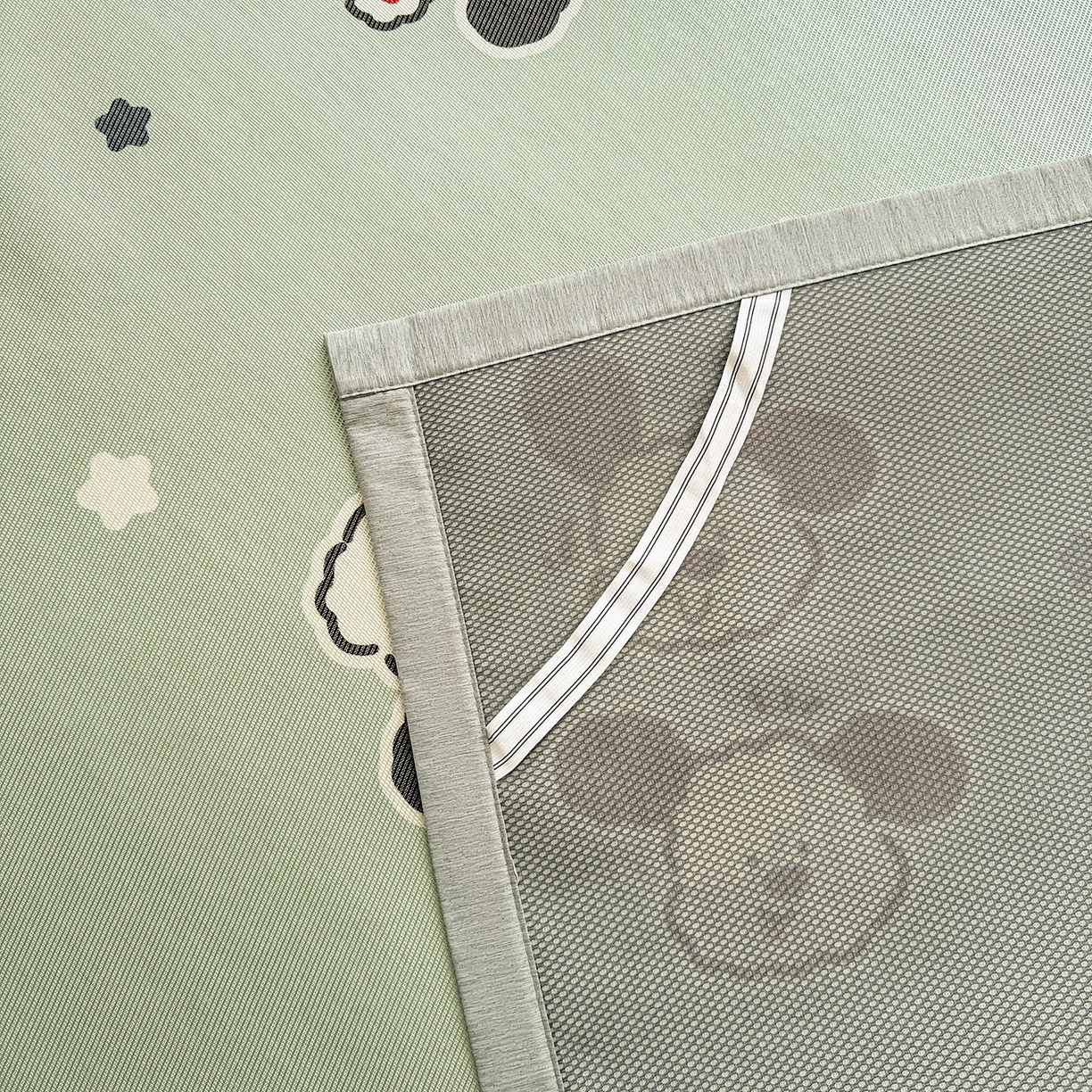 91家纺网 家纺一手货源 找家纺 懒猫家纺 2026新款250D数码印花宽边圆网冰丝凉席 星月小狗-绿