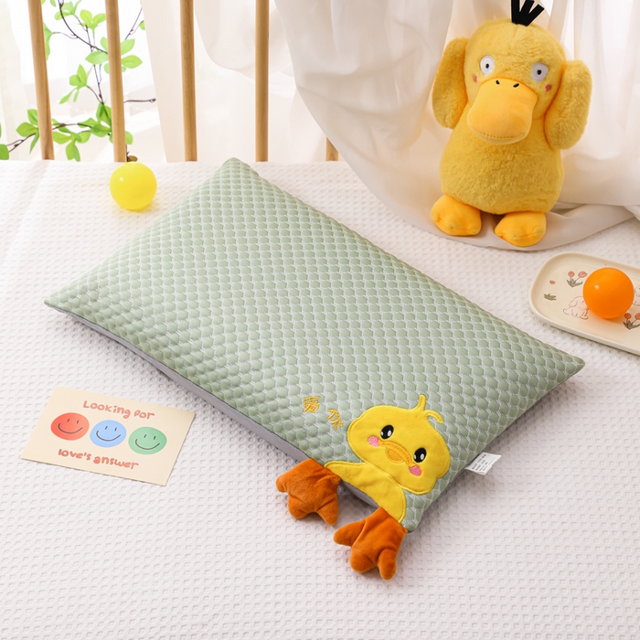 91家纺网 家纺一手货源 找家纺 （总）仁宇枕业 2026新款冰豆豆凉豆豆婴幼儿卡通黄小鸭荞麦芯棉花芯乳胶枕头枕芯
