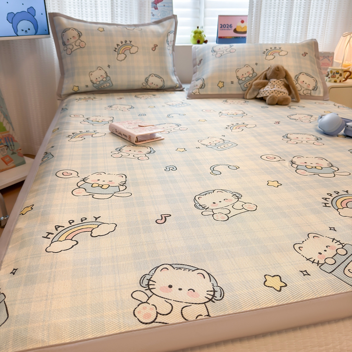 91家纺网 家纺一手货源 找家纺 （总）懒猫家纺 2026新款250D数码印花宽边圆网冰丝凉席