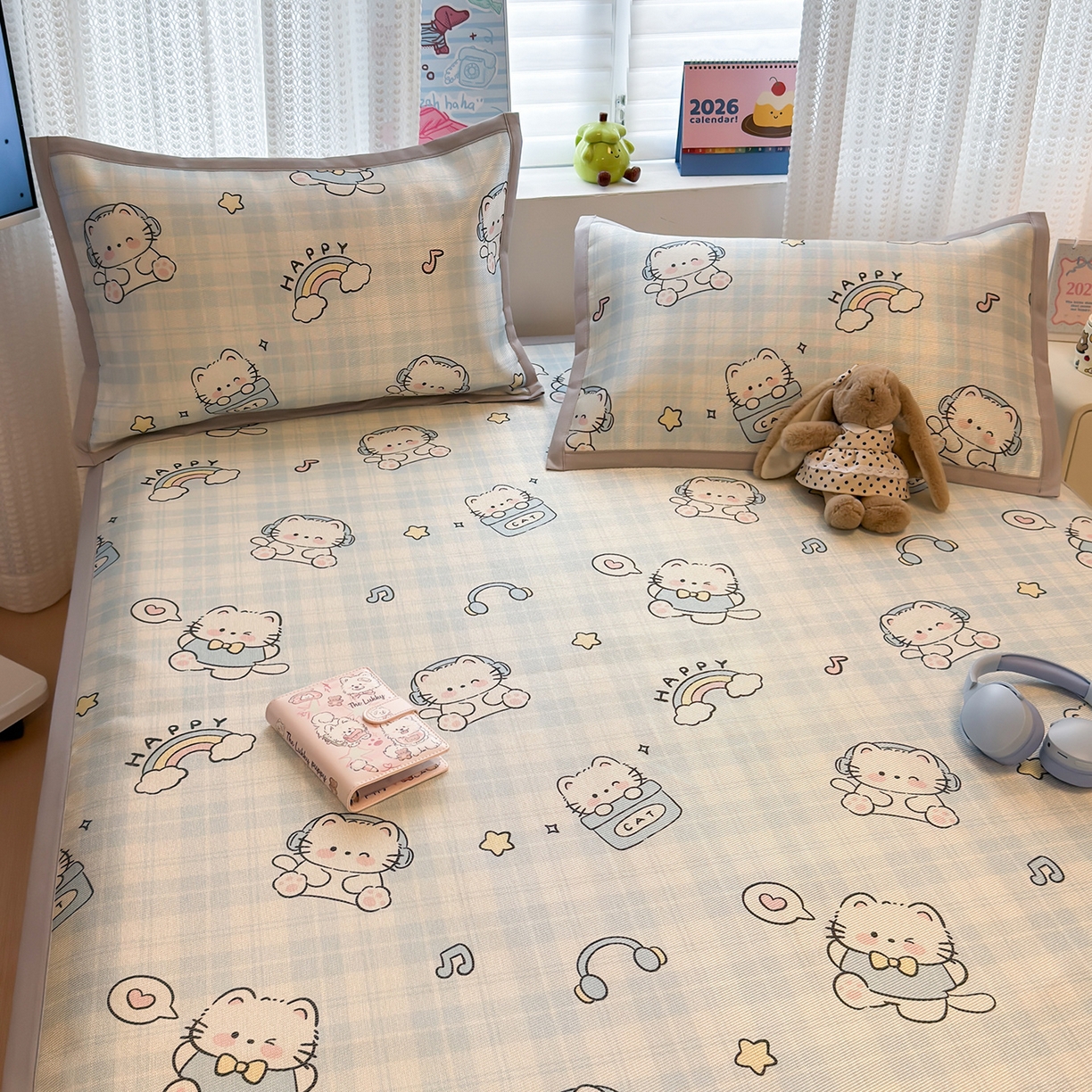 91家纺网 家纺一手货源 找家纺 （总）懒猫家纺 2026新款250D数码印花宽边圆网冰丝凉席