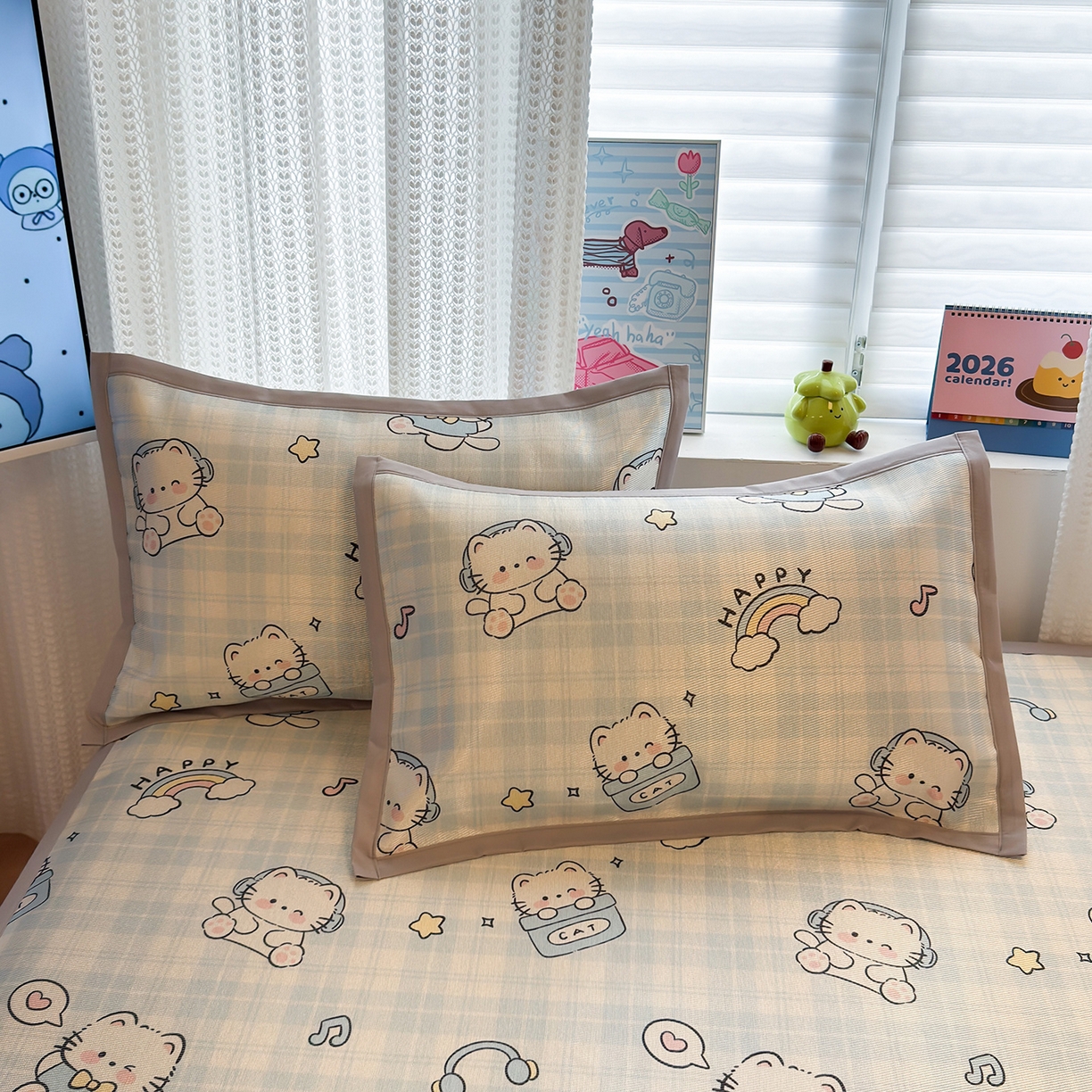 91家纺网 家纺一手货源 找家纺 （总）懒猫家纺 2026新款250D数码印花宽边圆网冰丝凉席