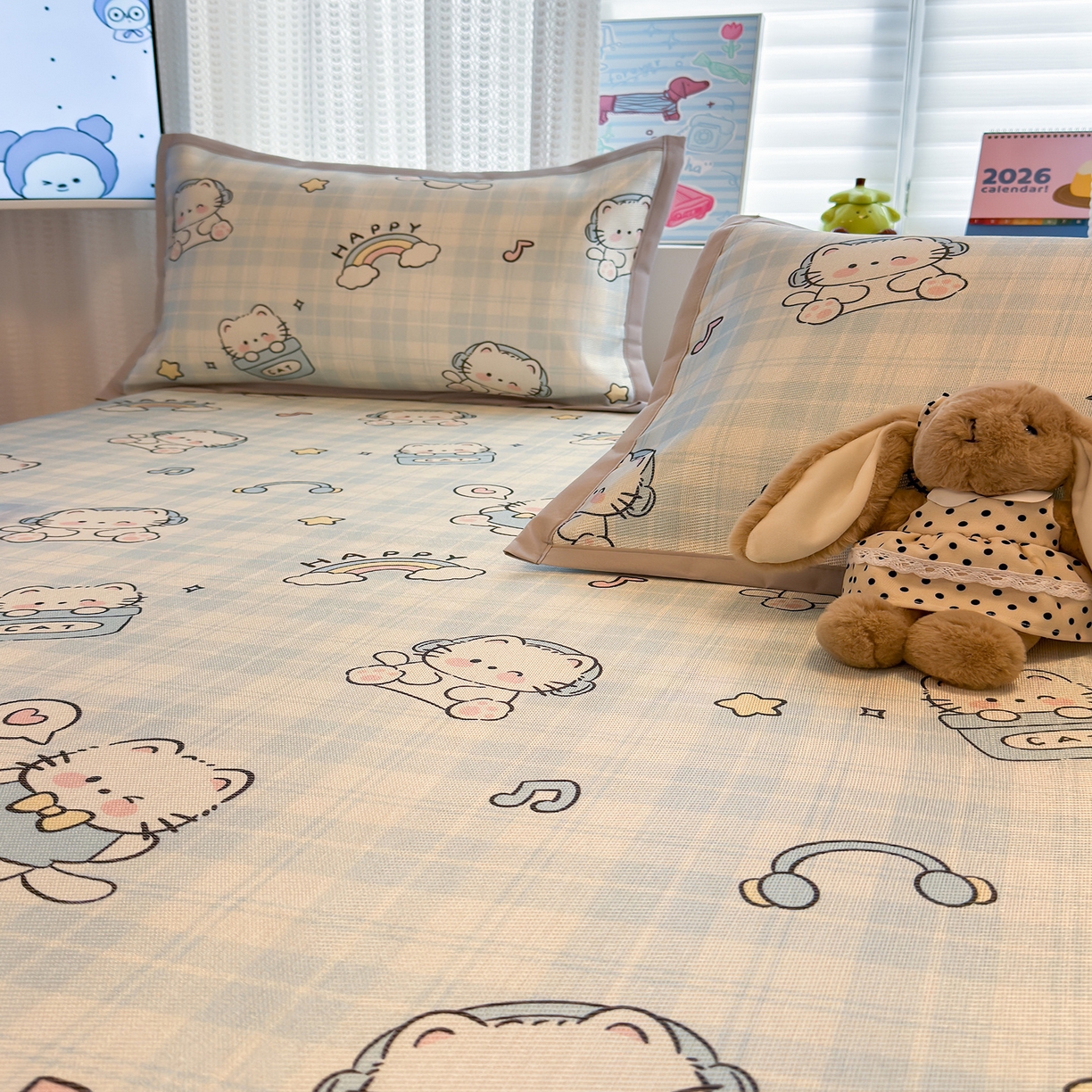 91家纺网 家纺一手货源 找家纺 （总）懒猫家纺 2026新款250D数码印花宽边圆网冰丝凉席