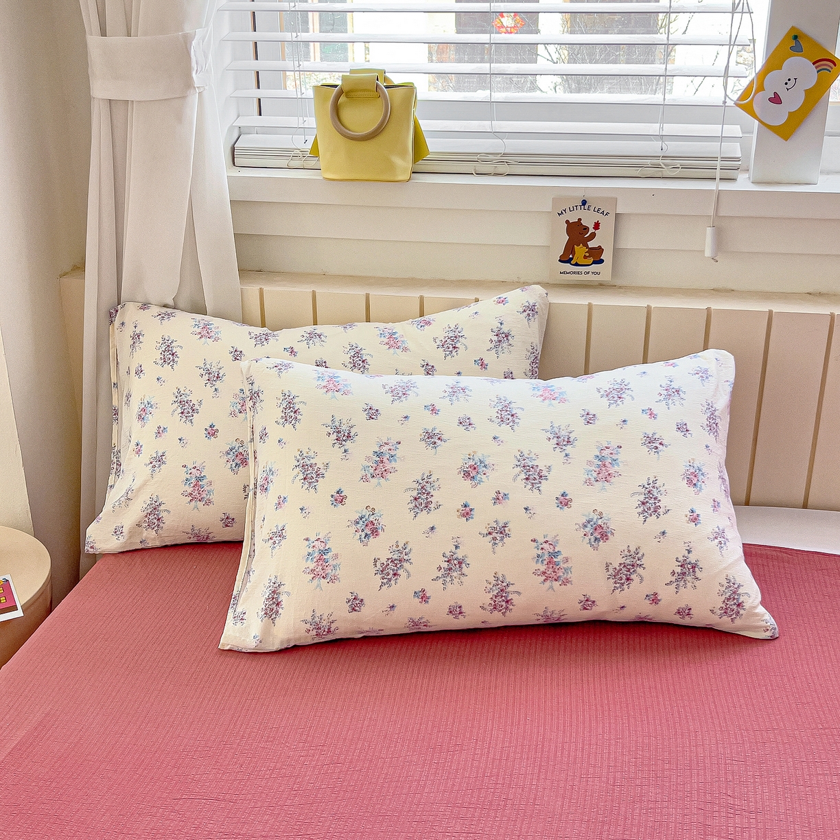 91家纺网 家纺一手货源 找家纺 找底底家纺 2026新款泡泡棉小清新双层纱床裙款四件套 红豆蔻