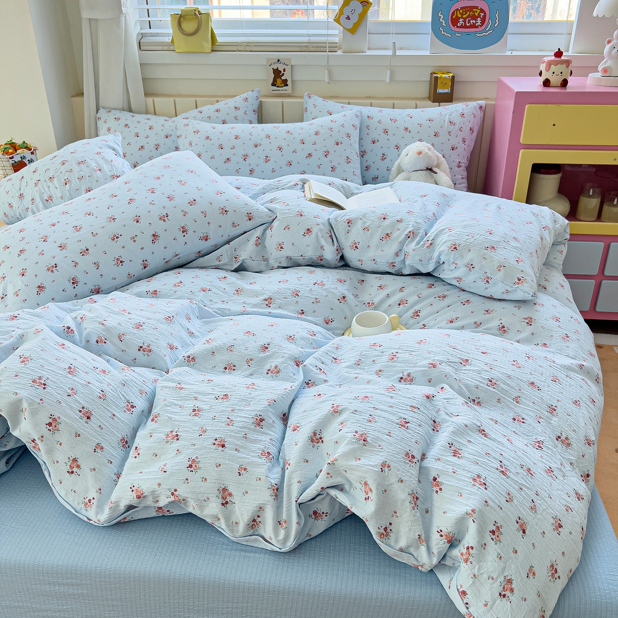 91家纺网 家纺一手货源 找家纺 找底底家纺 2026新款泡泡棉小清新双层纱床裙款四件套 兰蔻