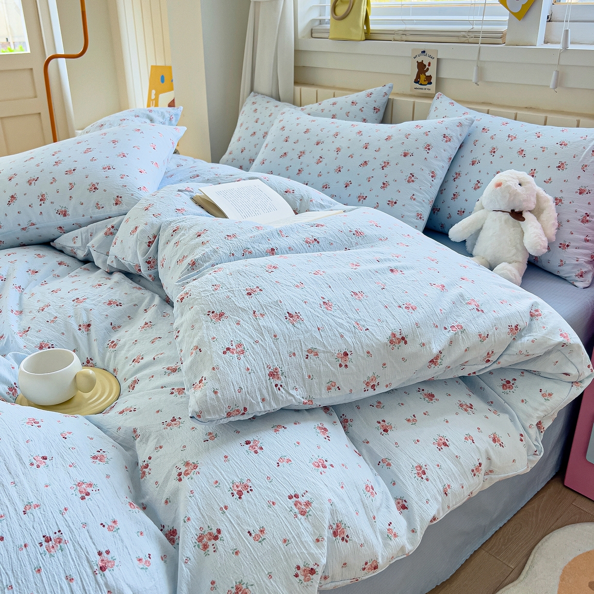 91家纺网 家纺一手货源 找家纺 找底底家纺 2026新款泡泡棉小清新双层纱床裙款四件套 兰蔻