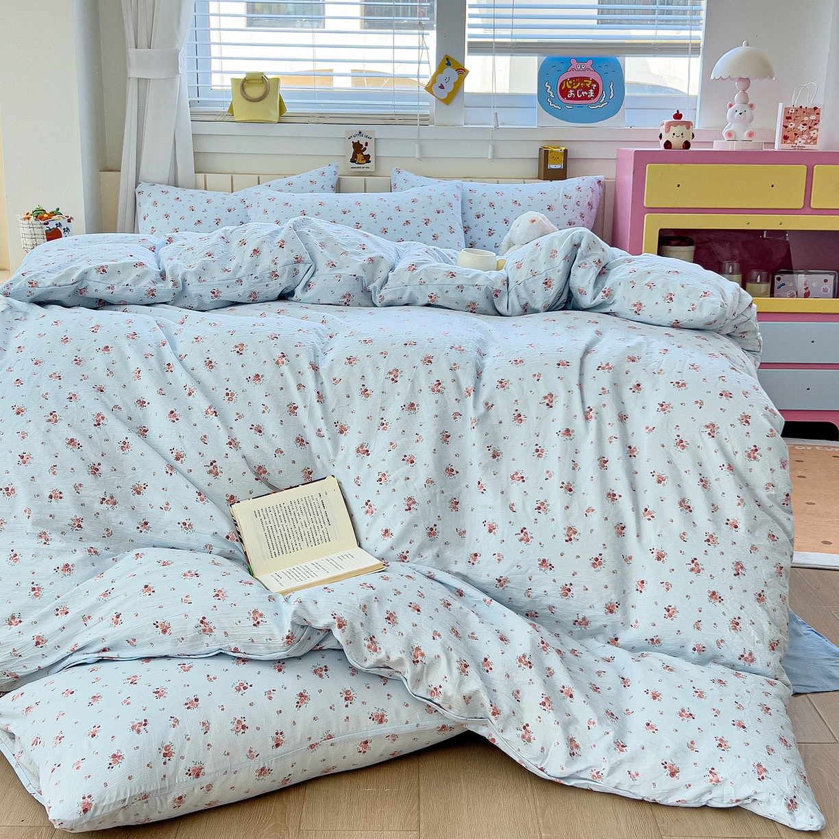 91家纺网 家纺一手货源 找家纺 找底底家纺 2026新款泡泡棉小清新双层纱床裙款四件套 兰蔻