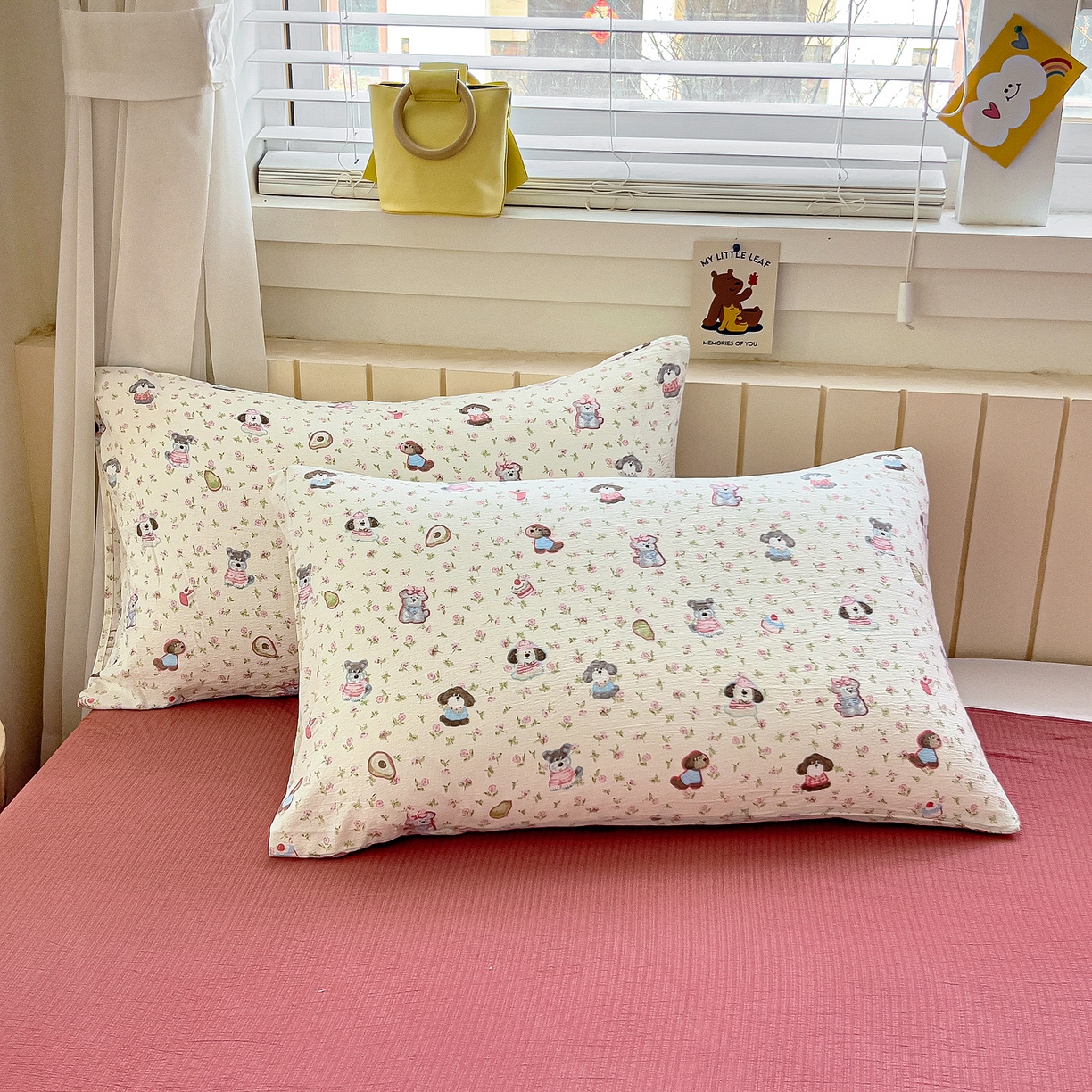 91家纺网 家纺一手货源 找家纺 找底底家纺 2026新款泡泡棉小清新双层纱床裙款四件套 西高地