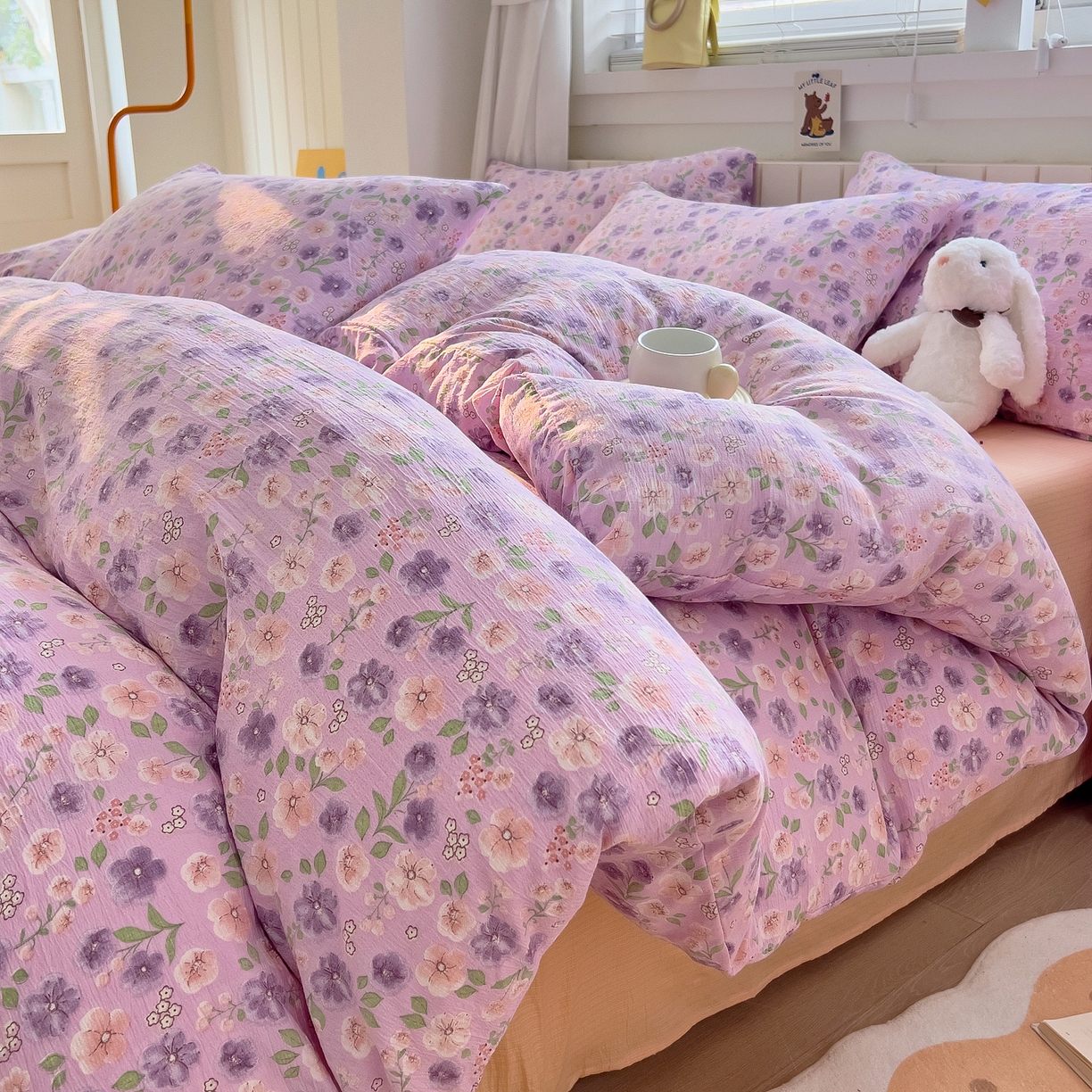 找底底家纺 2026新款泡泡棉小清新双层纱床裙款四件套 小若欢