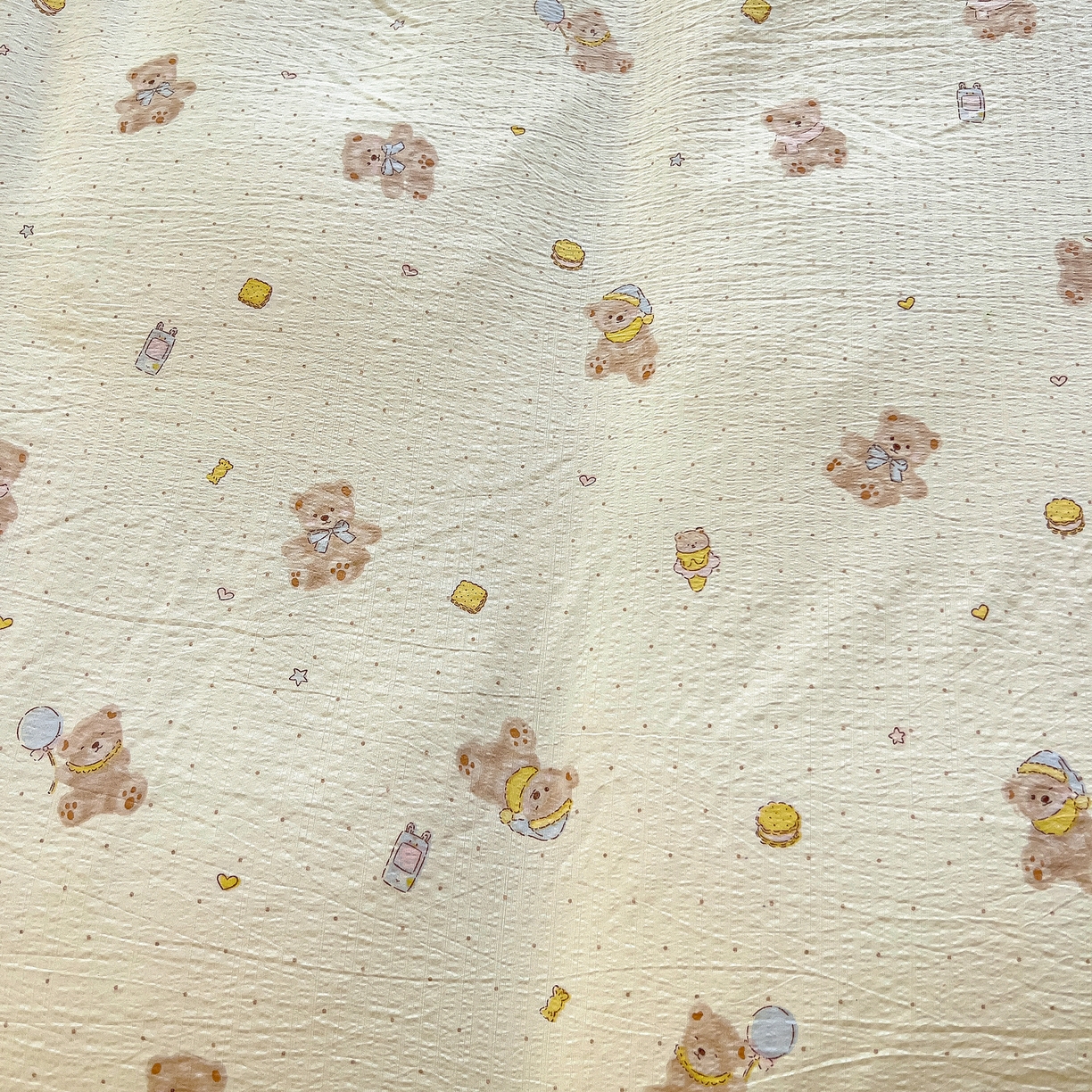 91家纺网 家纺一手货源 找家纺 找底底家纺 2026新款泡泡棉小清新双层纱床裙款四件套 熊仔