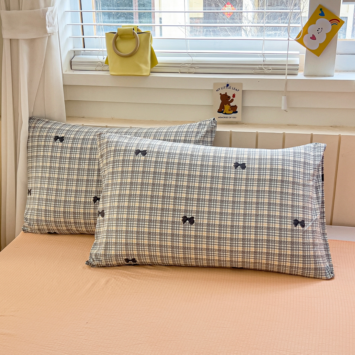 91家纺网 家纺一手货源 找家纺 找底底家纺 2026新款泡泡棉小清新双层纱床裙款四件套 遇见-格桔