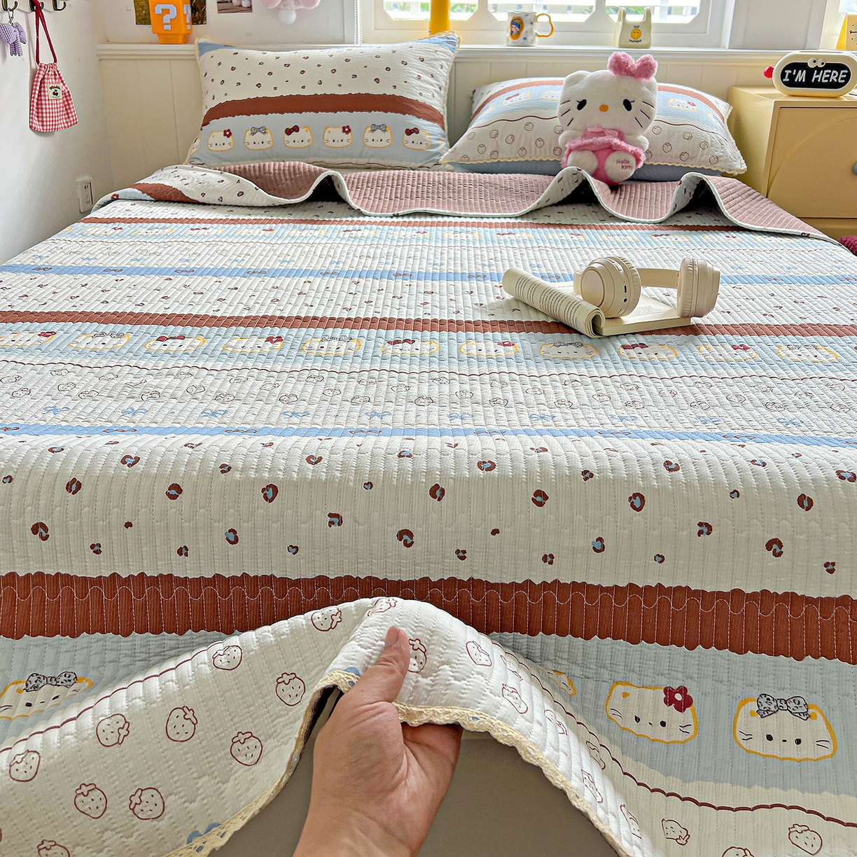 91家纺网 家纺一手货源 找家纺 （总）恒尚居 2026新款A类泡芙纱床盖四套件泡芙棉双层纱小花边床垫床褥