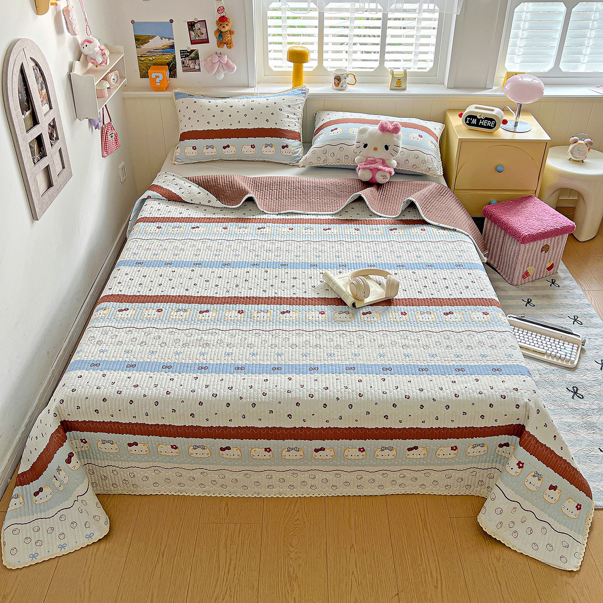 91家纺网 家纺一手货源 找家纺 （总）恒尚居 2026新款A类泡芙纱床盖四套件泡芙棉双层纱小花边床垫床褥