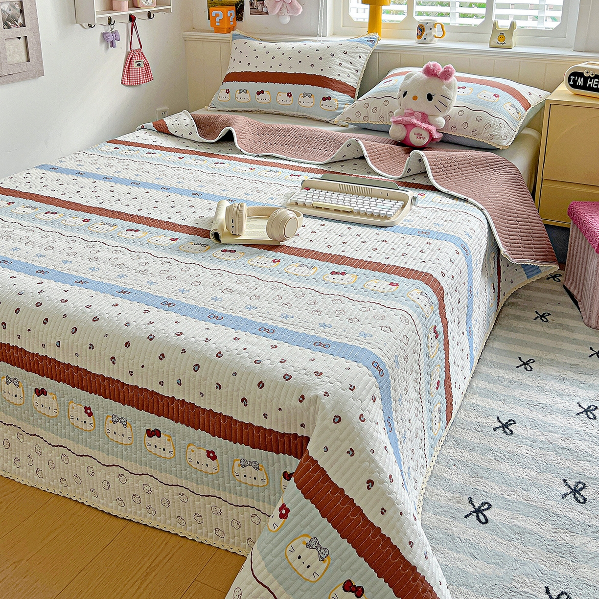 91家纺网 家纺一手货源 找家纺 （总）恒尚居 2026新款A类泡芙纱床盖四套件泡芙棉双层纱小花边床垫床褥