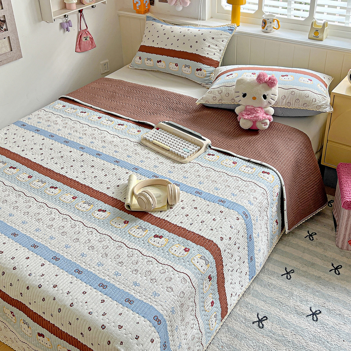 91家纺网 家纺一手货源 找家纺 （总）恒尚居 2026新款A类泡芙纱床盖四套件泡芙棉双层纱小花边床垫床褥