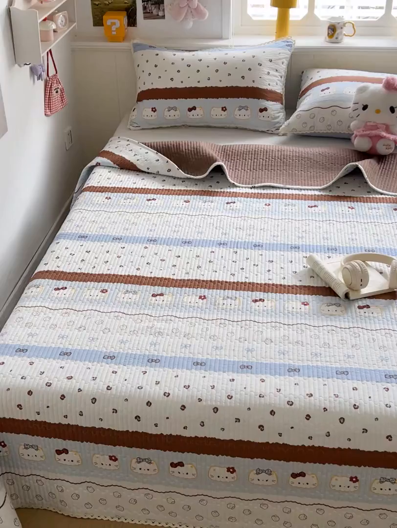 91家纺网 家纺一手货源 找家纺 （总）恒尚居 2026新款A类泡芙纱床盖四套件泡芙棉双层纱小花边床垫床褥