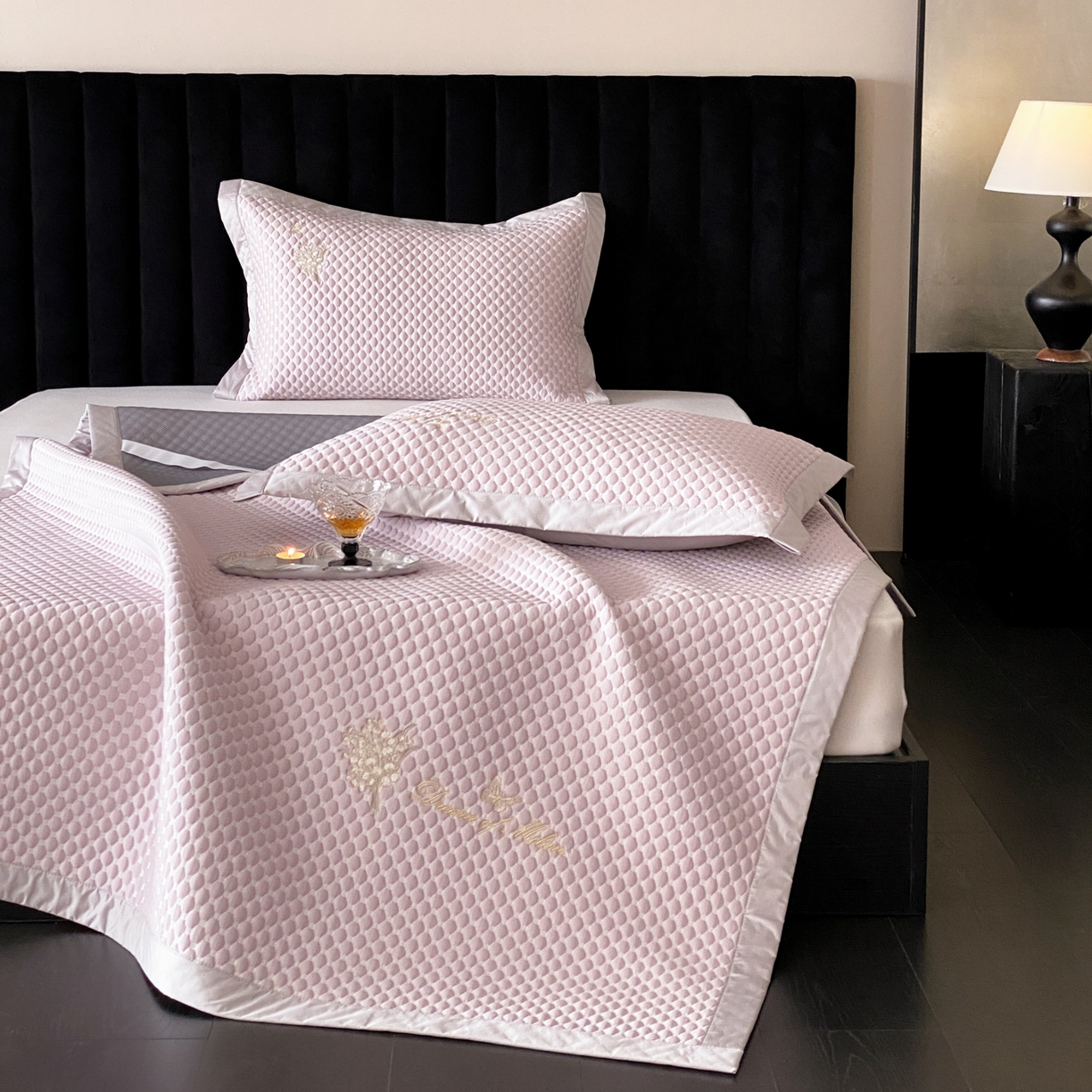 云栖家居 2026新款春夏凉豆豆PE冰感凉席席子全棉宽边软平席-铃兰 铃兰-粉