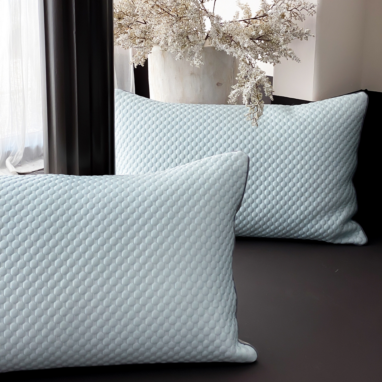 91家纺网 家纺一手货源 找家纺 云栖家居 2026新款春夏凉豆豆PE冰感凉席席子三件套软平席-小蝴蝶 浅蓝